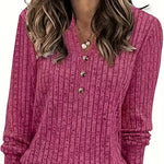 Mira ��� Soft Ribbed V-Neck Knit Top