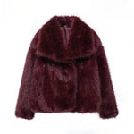 Large lapel faux fur loose short coat