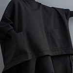 Urban Solid Color High-Neck High-Low Sweatshirt Top