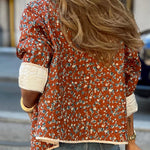 Quilted cotton floral contrast cotton jacket