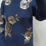 Turtleneck Loose-fitting Sequined Floral Pattern Long Sleeve Knitted Sweater