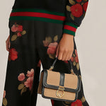 High Waisted Wide Leg Contrast Color Flower Print Split-Joint Pants Trousers