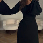 Elegant Tie-waist Knitted Dress