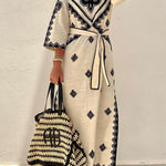 Ethnic loose v-neck holiday dress