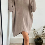 Perfect Winter Walks Knit Turtleneck High-low Hem Loose Midi Sweater