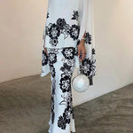 Batwing Sleeves Loose Flower Print Mock Neck Blouses&Shirts Tops
