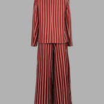 Long Sleeves Loose Striped Notched Collar Blazer Outerwear