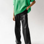 Loose-fitting crew neck wool knitted sweater