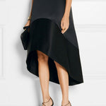 High-Low Loose Solid Color Split-Joint Round-Neck Midi Dresses