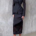 Perfectly Shaped Organza V-neck Long Sleeve Hourglass Cut Blazer