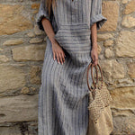 Casual College Striped Patchwork V Neck One Step Skirt Dresses(3 Colors)