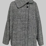 Long Sleeves Loose Asymmetric Houndstooth Plaid Stand Collar Jackets Outerwear