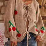 Cherry Embroidered Cardigan Sweater