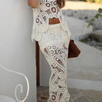 Summer Getaway Look Crochet Lace Irregular Hem Loose Tank Top