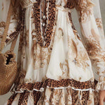 Bohemia Mixed-Print Ruffle Hem Mini Dress