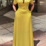 A-Line Loose Buttoned Pockets Solid Color Deep V-Neck Maxi Dresses