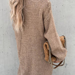 Solid Color V-neck Knitted Long-sleeved Oversized Midi Cardigan