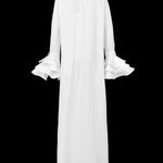 Flared Sleeves High-Low Solid Color Split-Joint Tiered Round-Neck T-Shirts Tops