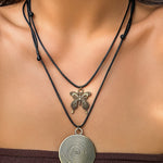 Wooden Disc Beaded Long Necklace