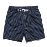 Palm Tree Print Button Up Shirt & Striped Print Swim Shorts