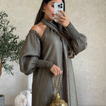 Loose Solid Color Long Sleeves Maxi Dresses