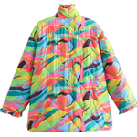 Printed Pleated Lace Trim Cotton Coat