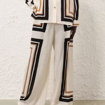 Loose Wide Leg Plaid Striped Tied Waist Casual Pants Bottoms Trousers