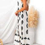 Bow Knot One Shoulder Printed Ruffle Maxi Dress