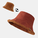 Thick And Warm Corduroy And Cashmere Splicing Multifunctional Soft Plush Bucket Cap Can Be Worn In Both Directions