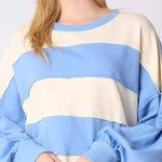 Colorblock Striped Top Casual Loose Long Sleeve Sweater