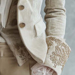 Ivory Velvet Embroidered Blazer With Lace Cuffs