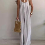 Women's Loose Casual Striped Jumpsuit