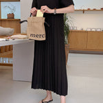 Urban Ruffled Split-Joint High Waisted Short Sleeves Midi Dress