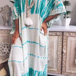 Loose round neck printed maxi dress