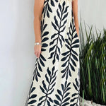 Floral Unique Printed One Shoulder Pocketed Loose Maxi Dress
