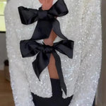 Two Ways To Celebrate Tie-front Bow Sequined Jacket