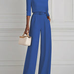 High Waisted Straight Leg Pleated Solid Color Split-Joint Pants Trousers
