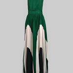 Sleeveless Asymmetric Pleated Printed One-Shoulder Maxi Dresses