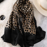 Stylish Leopard Gradient Silk Scarf
