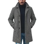 Men's Herringbone Blend Lapel Mid-length Coat