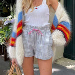 Fuzzy Colorblock Knit Cardigan