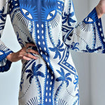 Blue Mysterious Eyes Print Mini Dress
