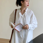 Urban Loose Puff Sleeves Agaric Laces Falbala Solid Color Blouses