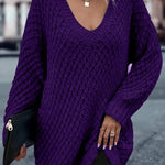 Solid Drop Shoulder Cotton Oversized Sweater