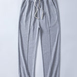 Waffle Pleated Pintuck Straight Leg Pants