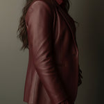 Vintage Burgundy Eco Leather Blazer