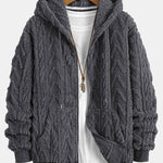 Geometric Jacquard Zip Up Teddy Hoodie