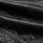 Retro Stand Collar Metal Button Pu Jacket