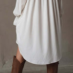 Retro-style Lace Irregular Hem Long-sleeved Mini Dress