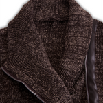 Brown Asymmetrical Zip Ribbed Knit Jacket